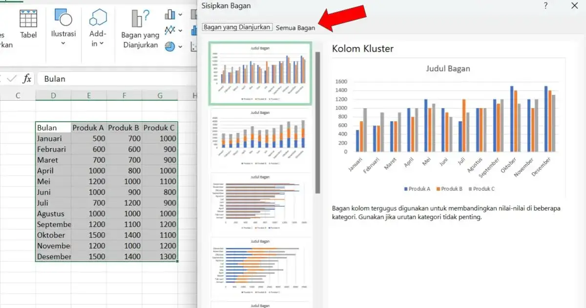 Cara Membuat Diagram di Excel Menyiapkan Data